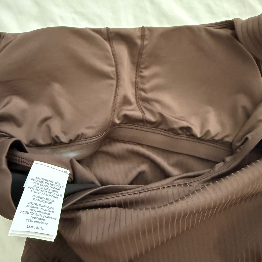 Vuori Womens Ribbed Crop Tank Top Espresso Brown Square Neck Built-in Bra S - Picture 4 of 8